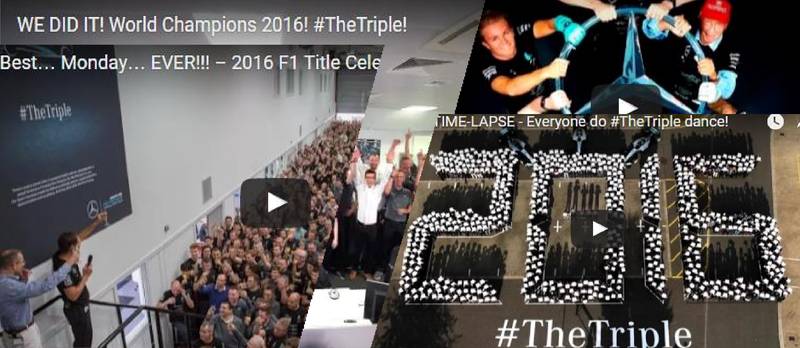 #The Triple: Meisterfeiern bei Mercedes-AMG Petronas 2016 (Collage aus Videos Daimler AG)